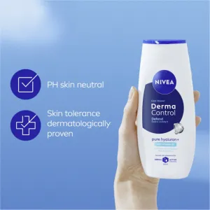 NIVEA Derma Control Defend upokojujúci sprchový gél s kyselinou hyalurónovou 250 ml