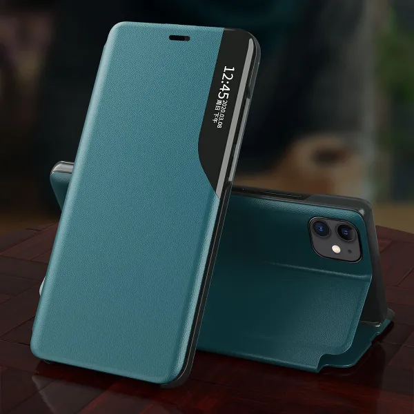 MG Eco Leather View knižkové puzdro na iPhone 13 Pro Max, čierne