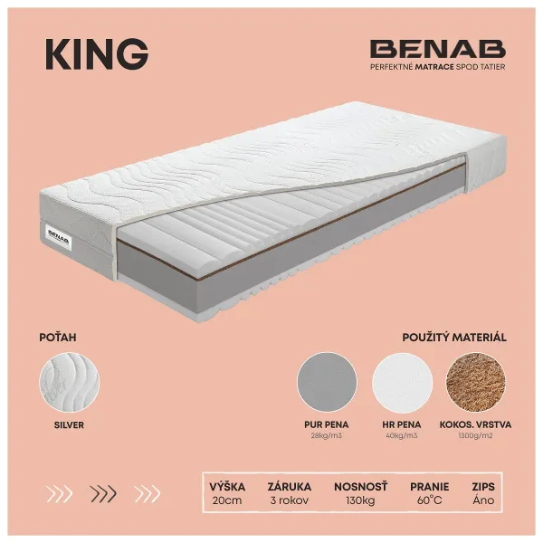 Obojstranný matrac King Kokos 90x200cm, H3/ H5, V: 21cm