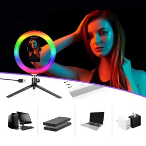 MG ZD666 RGB kruhové LED svetlo + statív 2.1m, čierne