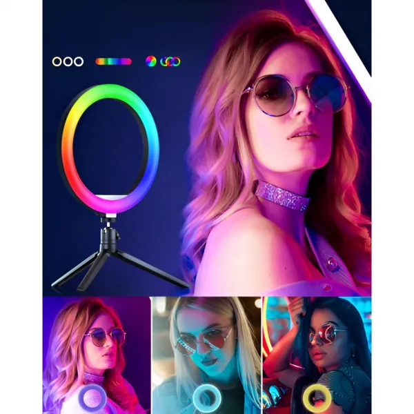 MG ZD666 RGB kruhové LED svetlo + statív 2.1m, čierne