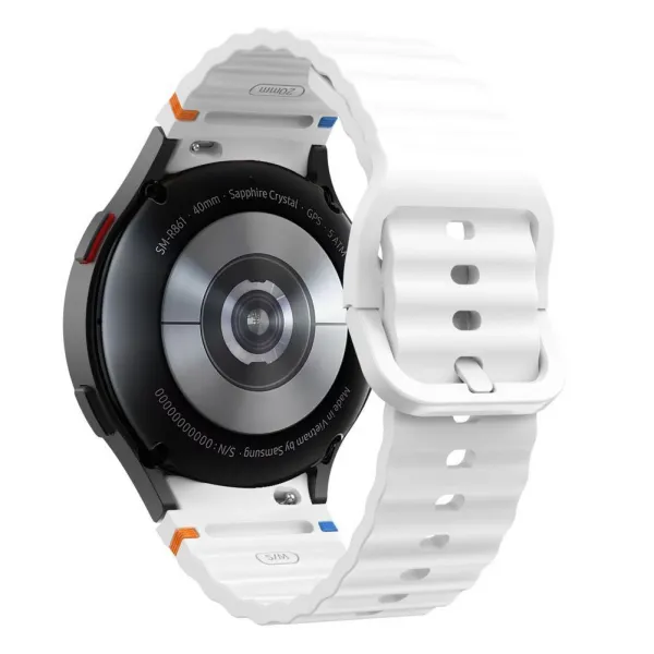 Tech-Protect Silicone Sport remienok na Samsung Galaxy Watch 4 / 5 / 5 Pro / 6 / 7 / FE, white