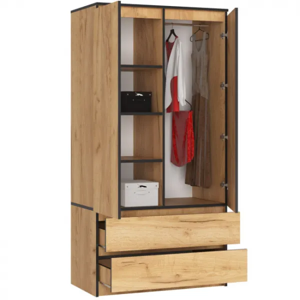 Ak furniture Šatníková skriňa Tesi S90 dub craft zlatý