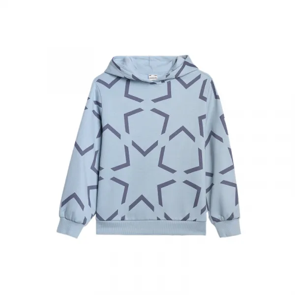 Dievčenská mikina s kapucňou 4F JUNIOR SWEATSHIRT F1937-4FJWAW25TSWSF1937-34A-LIGHT BLUE ALLOVER