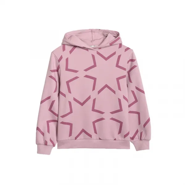 Dievčenská mikina s kapucňou 4F JUNIOR SWEATSHIRT F1937-4FJWAW25TSWSF1937-56A-LIGHT PINK ALLOVER