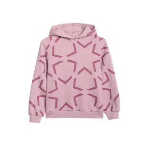 Dievčenská mikina s kapucňou 4F JUNIOR SWEATSHIRT F1937-4FJWAW25TSWSF1937-56A-LIGHT PINK ALLOVER