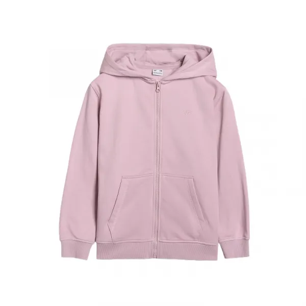 Dievčenská zateplená mikina so zipsom 4F JUNIOR SWEATSHIRT F1952-4FJWAW25TSWSF1952-56S-LIGHT PINK