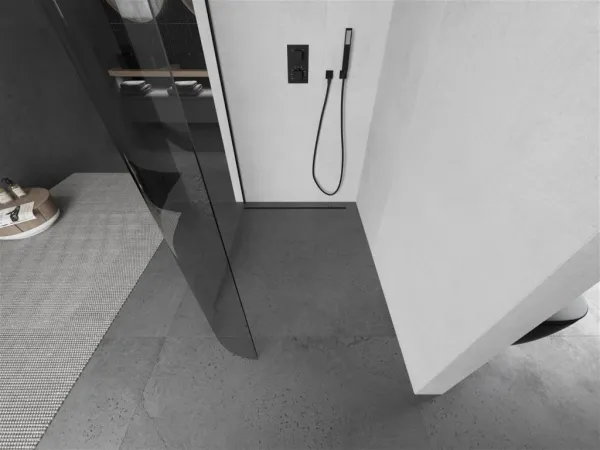 MEXEN/S - Kioto Sprchová zástena WALK-IN zaoblená 100 x 200, transparent 8 mm, čierna 800-100-101-70-06