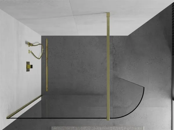 MEXEN/S - Kioto Sprchová zástena WALK-IN 100 x 200, transparent 8 mm, zlatá kartáčovaná 800-100-101-55-06