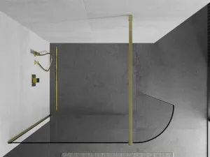 MEXEN/S - Kioto Sprchová zástena WALK-IN 100 x 200, transparent 8 mm, zlatá kartáčovaná 800-100-101-55-06