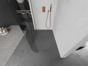 MEXEN/S - Kioto Sprchová zástena WALK-IN 100 x 200, transparent 8 mm, meď kartáčovaná 800-100-101-65-06