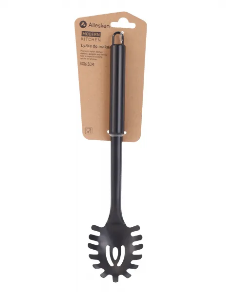 Allesken Oceľová naberačka na cestoviny MODERN KITCHEN 30x6,5 cm čierna