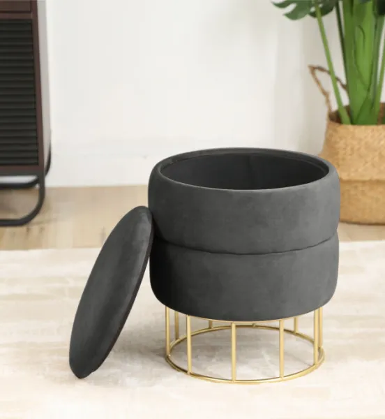 Ak furniture Taburet ELZA samet šedý