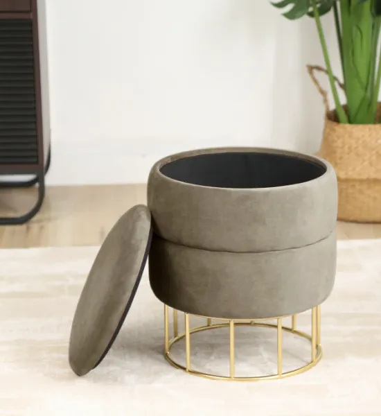 Ak furniture Taburet ELZA samet béžový