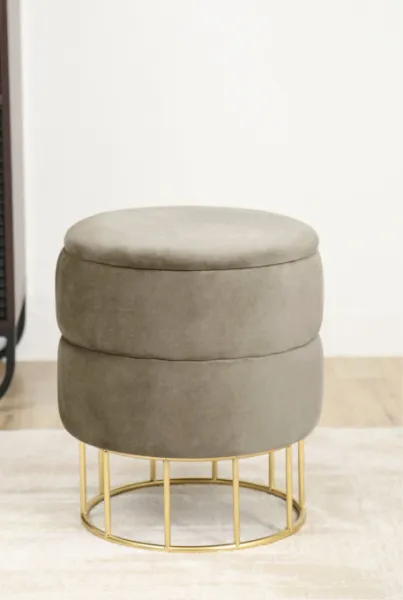 Ak furniture Taburet ELZA samet béžový
