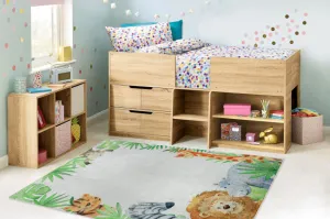 Detský koberec protišmykový BAMBINO 54090 Zvieratá, biely / zelený