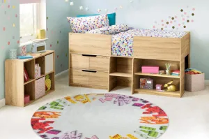 Detský koberec protišmykový BAMBINO 38480 Kocky, sivý / žltý kruh