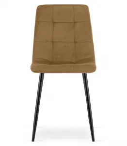 Jedálenská stolička KARA zamatová, hnedá / čierne nohy