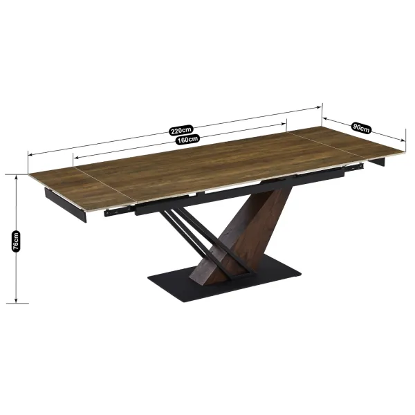 JAKS Rozkladací stôl Rex 160 - 220 cm orech tmavohnedý dub