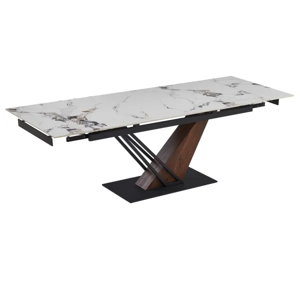 JAKS Rozkladací stôl Rex 180 - 240 cm orech biely mramor