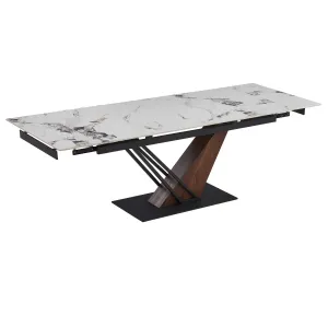 JAKS Rozkladací stôl Rex 180 - 240 cm orech biely mramor