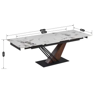 JAKS Rozkladací stôl Rex 180 - 240 cm orech biely mramor