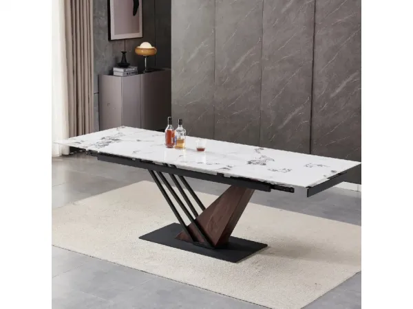 JAKS Rozkladací stôl Rex 180 - 240 cm orech biely mramor