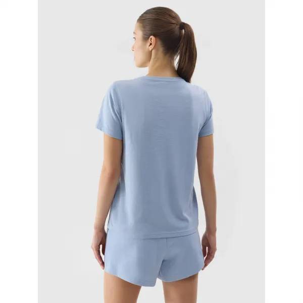 Dámske tričko s krátkym rukávom s v-výstrihom 4F TSHIRT-WSS24TTSHF1162-34S-LIGHT BLUE