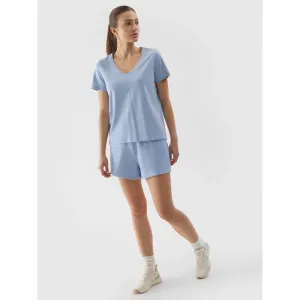 Dámske tričko s krátkym rukávom s v-výstrihom 4F TSHIRT-WSS24TTSHF1162-34S-LIGHT BLUE