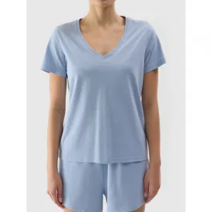 Dámske tričko s krátkym rukávom s v-výstrihom 4F TSHIRT-WSS24TTSHF1162-34S-LIGHT BLUE