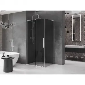 MEXEN/S - Velar L sprchovací kút, posuvné dvere 100 x 85, grafit, chróm 871-100-085-43-01