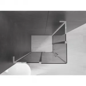 MEXEN/S - Velar L Duo sprchovací kút, posuvné dvere 100 x 90, grafit, chróm 871-100-090-02-43-01