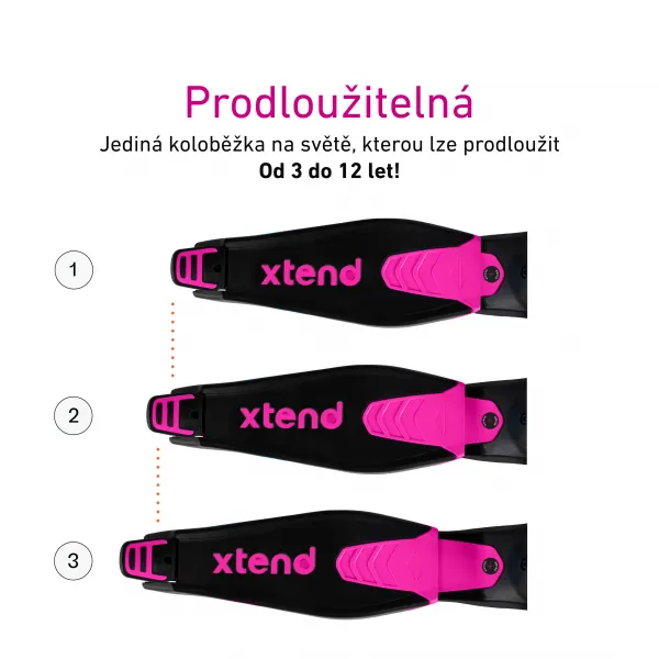 Xtend Scooter Ride-on pink – multifunkčná kolobežka