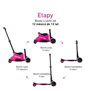 Xtend Scooter Ride-on pink – multifunkčná kolobežka
