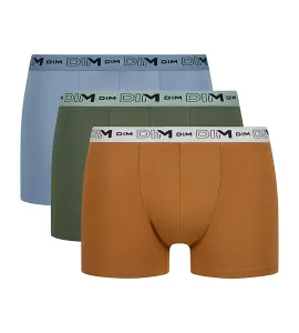 DIM GOTS COTTON STRETCH BOXER 3x - Pánske boxerky z organickej bavlny 3 ks - oranžová - tmavo zelená - svetlo hnedá