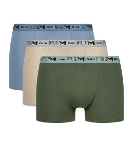 DIM GOTS COTTON STRETCH BOXER 3x - Pánske boxerky z organickej bavlny 3 ks - zelená - svetlo hnedá - svetlo modrá