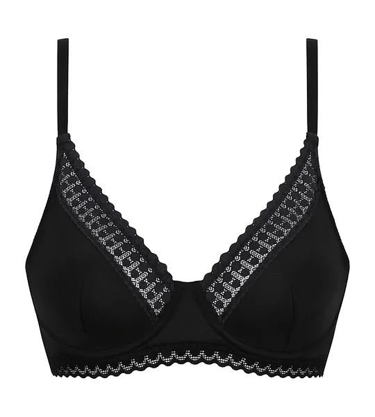 DIM DAILY MICRO FOULARD BRA - Dámska čipkovaná podprsenka s kosticami - čierna