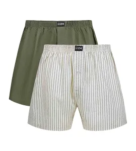 DIM COTTON STRETCH LOOSE BOXER 2x - Pánske voľné boxerky 2 ks - sivá - zelená