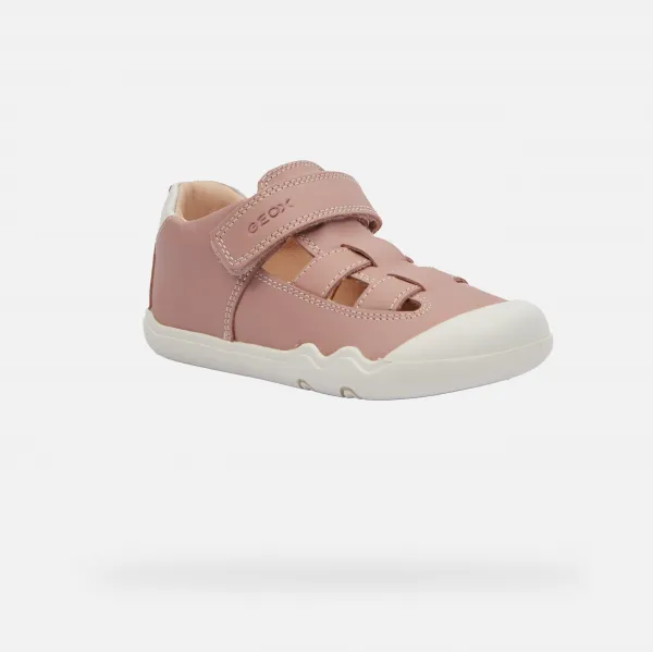 Old Pink Girls' Barefoot Sneakers with Open Instep Geox Steppieu - Girls