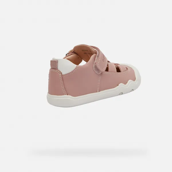 Old Pink Girls' Barefoot Sneakers with Open Instep Geox Steppieu - Girls