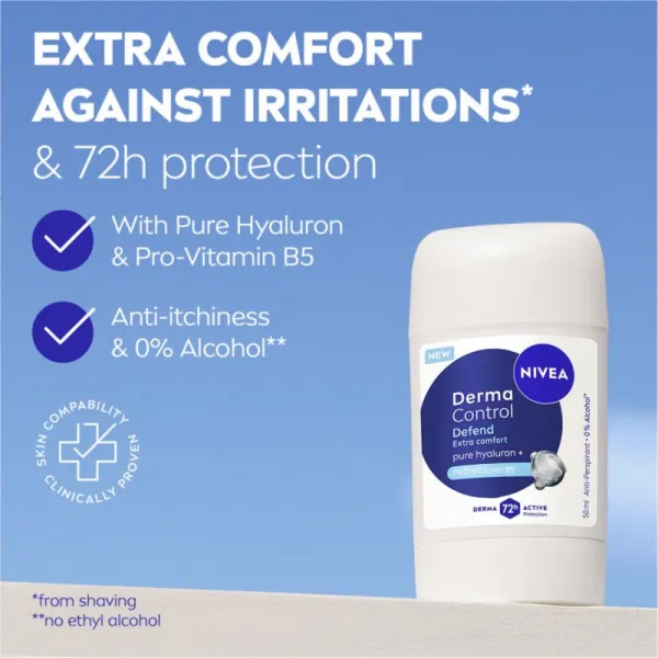 NIVEA Derma Control Defend tuhý antiperspitant pre podráždenú pokožku 50 ml