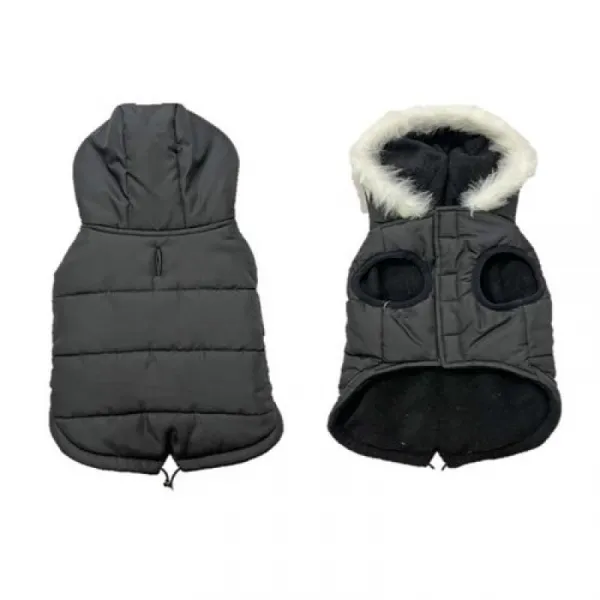 DUVO+ zimná bunda s kapucňou pre psov M 50cm čierna