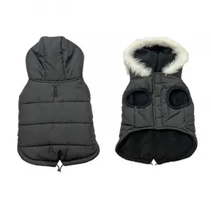 DUVO+ zimná bunda s kapucňou pre psov M 50cm čierna