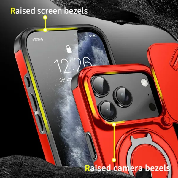 Camslide Stand obal, iPhone 17 Pro, červený
