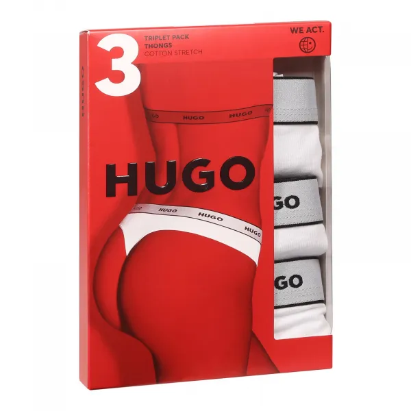 3PACK dámske tangá HUGO biele (50545680 100) M