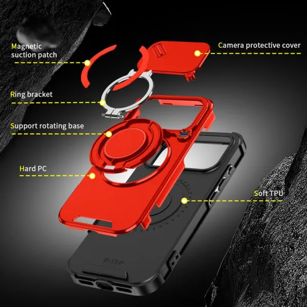Camslide Stand obal, iPhone 17 Pro, červený