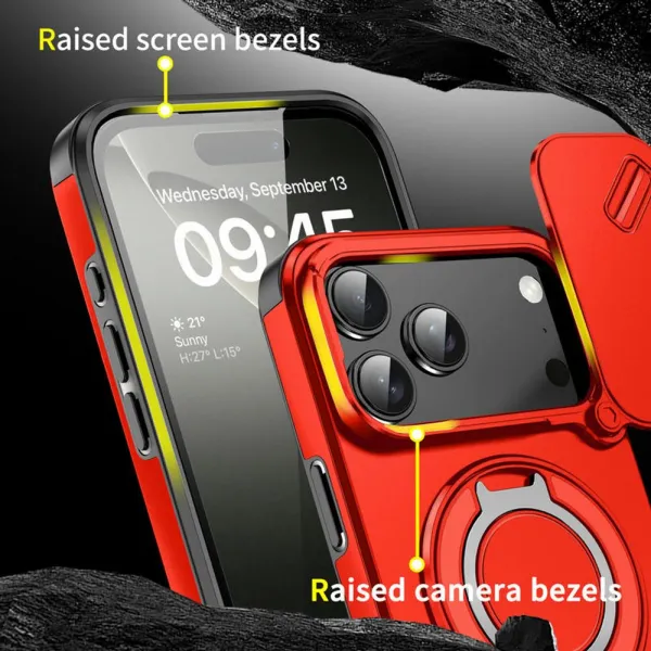Camslide Stand obal, iPhone 17 Pro Max, červený