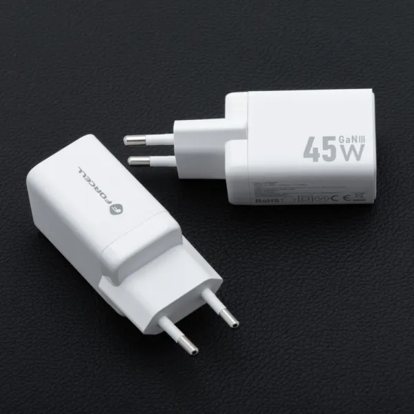 Forcell F-Energy adaptér Mini GaN III, 2x USB-C, PD, QC4.0, 45W, biely