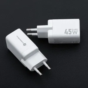 Forcell F-Energy adaptér Mini GaN III, 2x USB-C, PD, QC4.0, 45W, biely