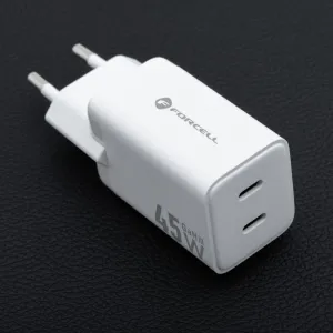 Forcell F-Energy adaptér Mini GaN III, 2x USB-C, PD, QC4.0, 45W, biely